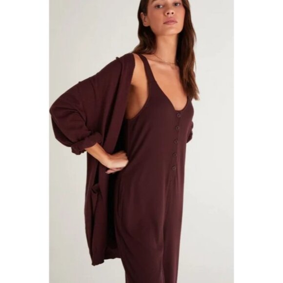 Z Supply Around Town Fig Cozy Lounge Jumpsuit - Picture 8 of 9